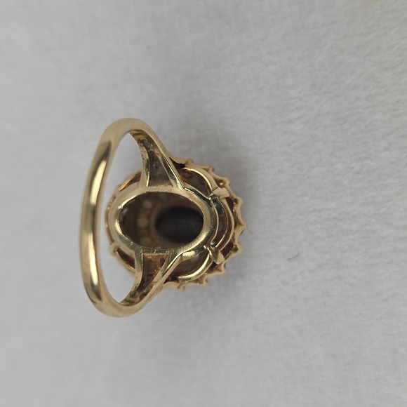 Victorian Looking Garnet And Pearl 10k Gold Ring Size 8.75 - Picture 6 of 9